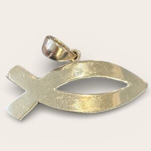 MJ Silver Ichthys Christian Fish Pendant Charm